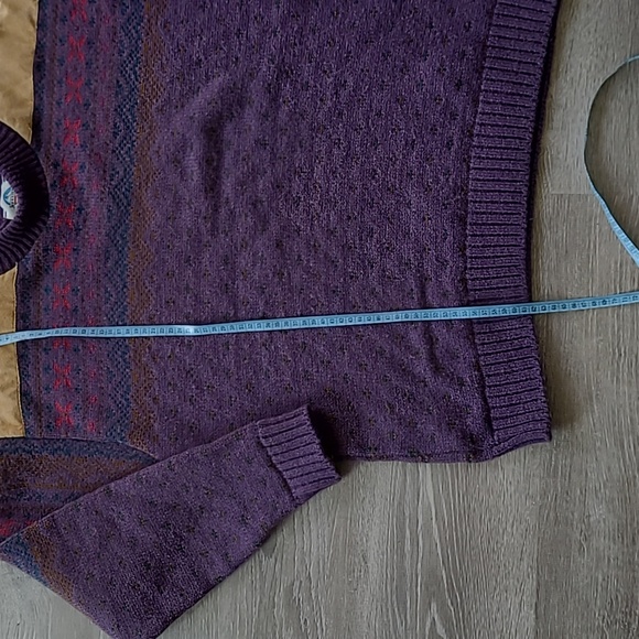 Vintage Verbier Monod Sports Banff Ski Sweater Wool Alpaca Leather Trim - Picture 6 of 9